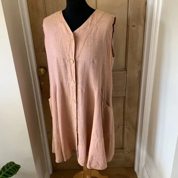 Flax 100% linen oversized summer dress size small - Picture 9 of 10